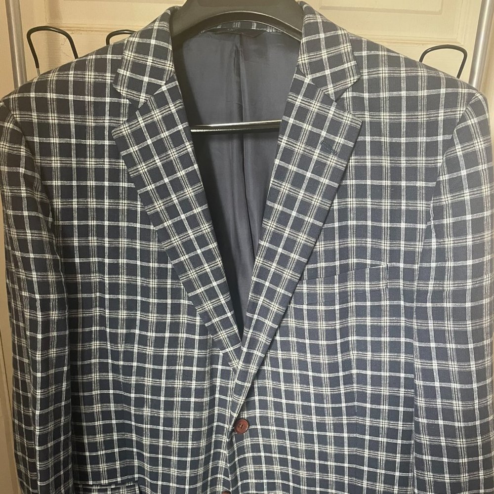 BROOKS BROTHERS REGENT CLASSIC-FIT COTTON-LINEN CHECKED SPORT COAT 46R